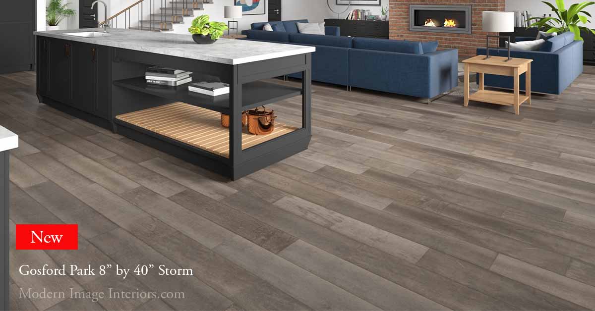 Gosford Park 8 by 40 Storm Porcelain WoodLook Tile Plank